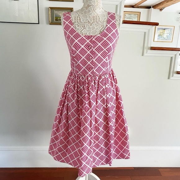 PRADA Dress Pink Checkered Pattern Button Front Sz 42 6US - Picture 1 of 7